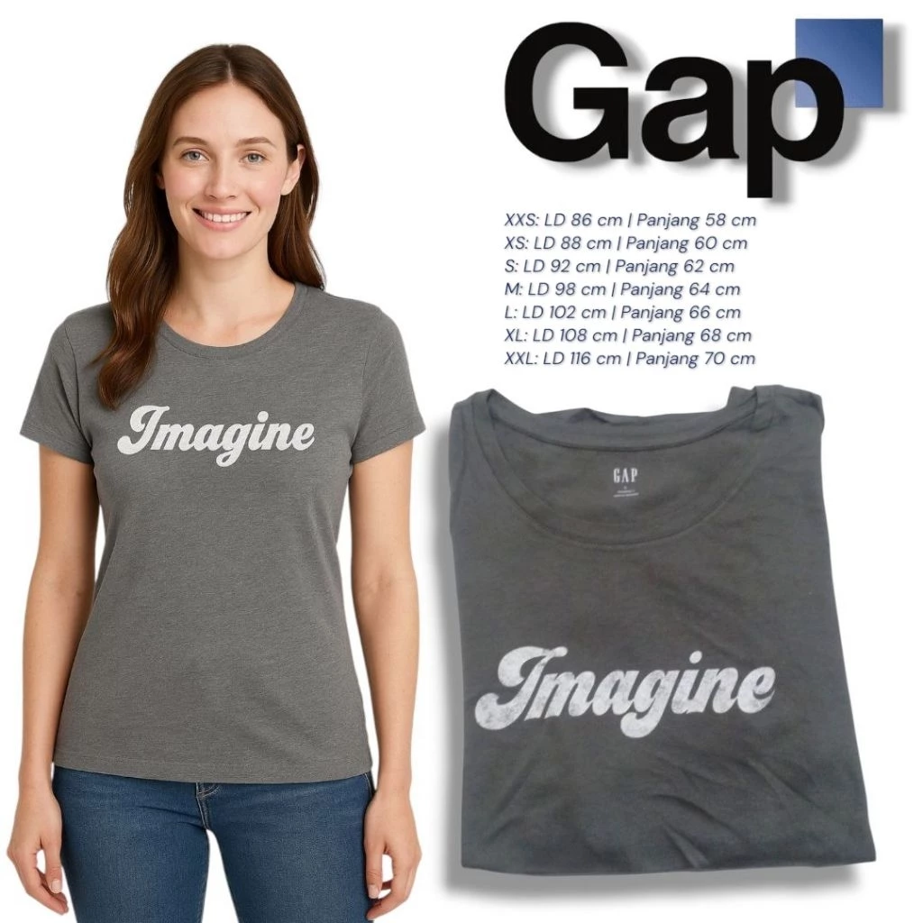 Kaos Wanita GAP Imagine Grey - Jevelis Fashion