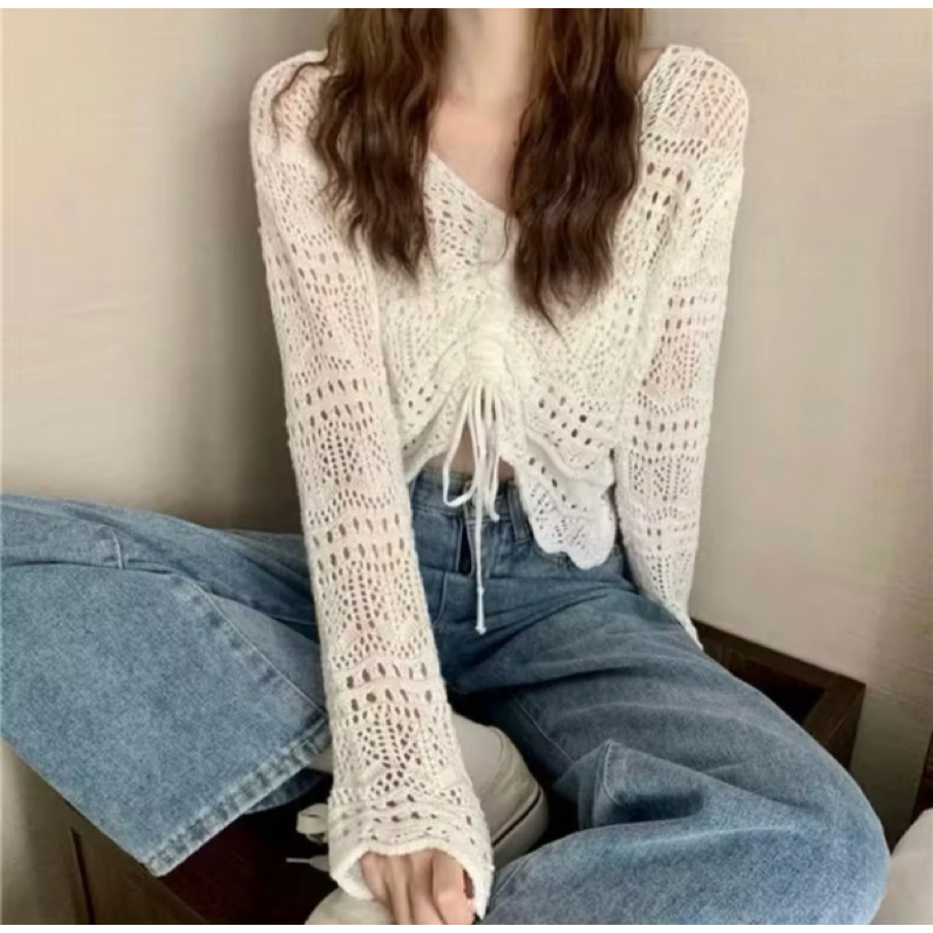 Jual blouse korea serut NEW blm pernah di pakai samsek | Shopee Indonesia
