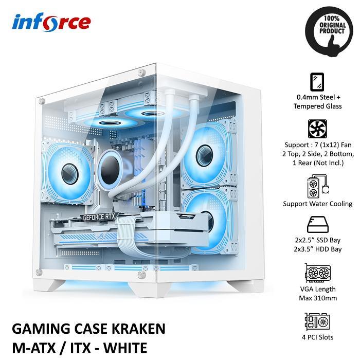 Jual CASE PC INFORCE KRAKEN HITAM/PUTIH | Shopee Indonesia