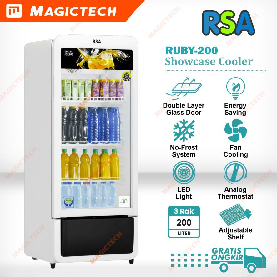 Jual RSA Showcase 200 Liter 3 Rak RUBY-200 Display Cooler 200L No Frost ...