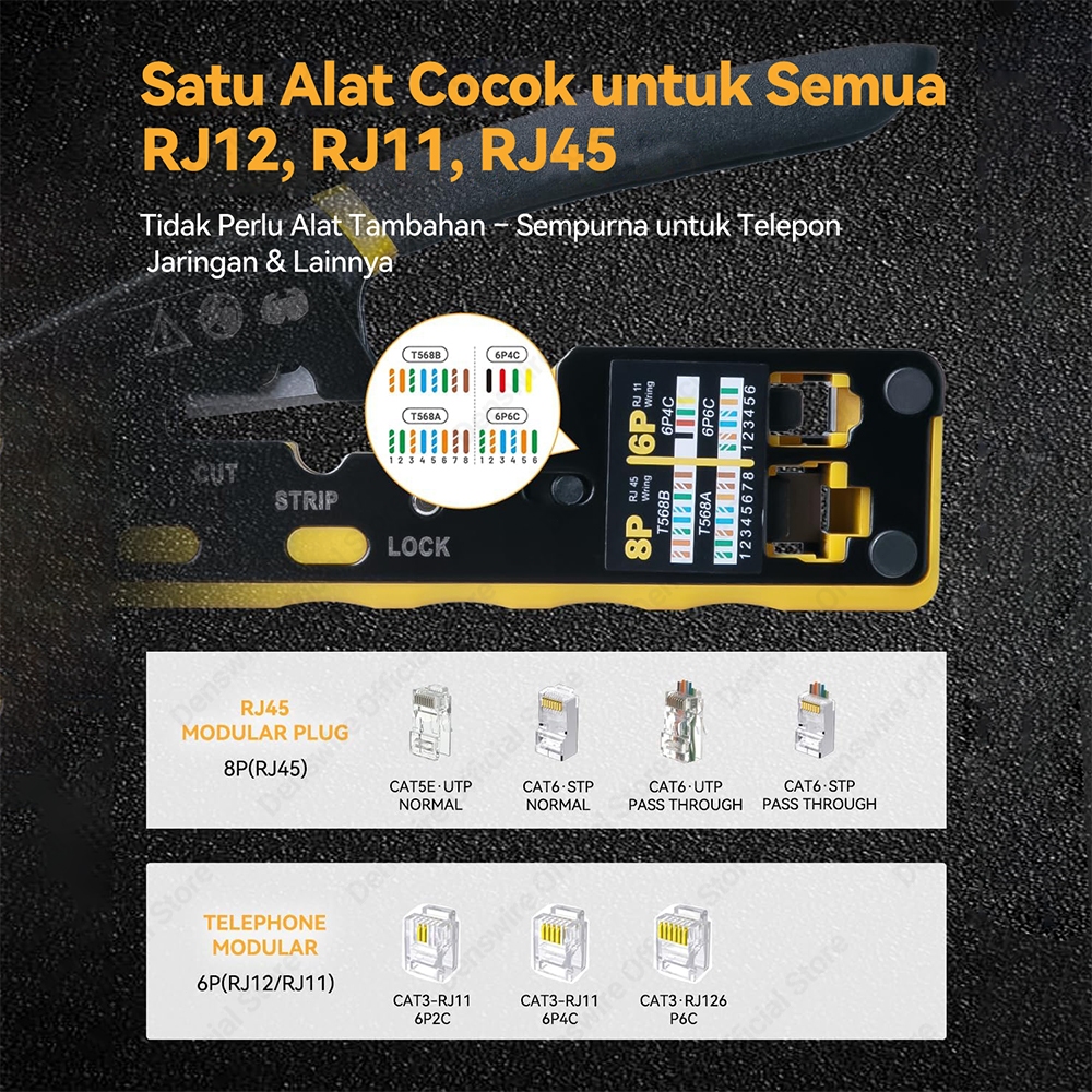 Jual Denswire Crimping Tool RJ45 Pass-Through - Solusi 3-in-1 (Crimp ...