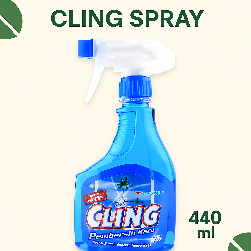 Jual Cling Pembersih Kaca Botol 440Ml Cairan Glass Cleaner 440 Ml Spray ...