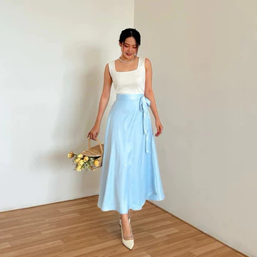 Himari Flare Skirt Rok Lilit Premium Sateen Rok Wanita