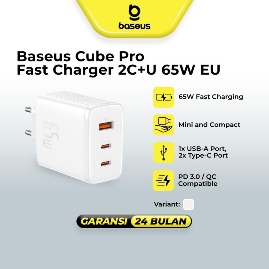 Jual Baseus Cube Pro Fast Charger 2C+U 65W EU Original | Shopee Indonesia