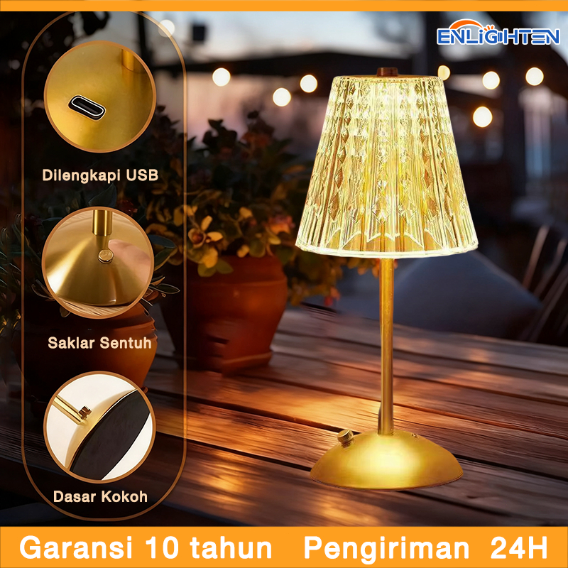 Jual Lampu Meja Kristal LED / Lampu Tidur Kristal 3 warna /Table Lampu ...