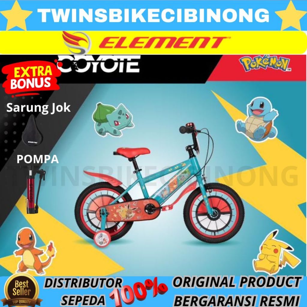 Jual Sepeda Anak Laki Laki 12 16 18 ELEMENT COYOTE POKEMON FREE GIFT ...