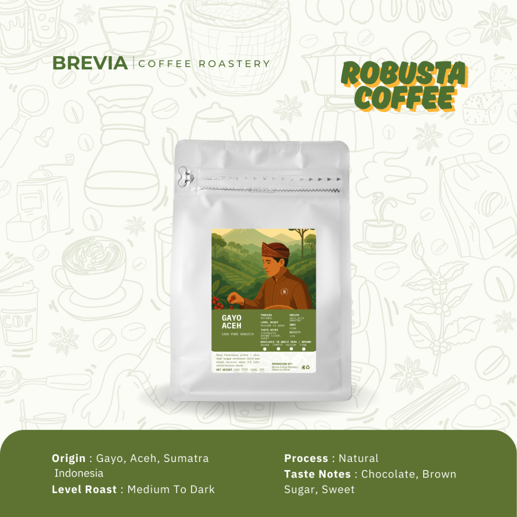 Jual Brevia Coffee - Kopi Robusta Aceh Gayo Grade 1 Roasted Beans ...