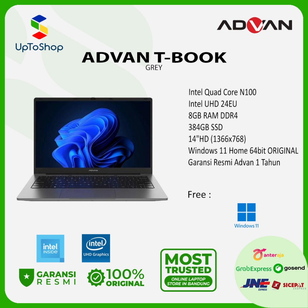 Jual Advan T-Book Intel Quad Core N100 8GB 128GB emmc + 256GB SSD 14 ...