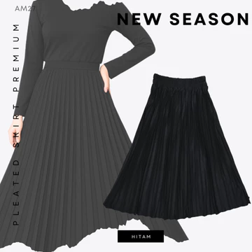 Am27 Rok Plisket Premium Remaja Dewasa Jumbo 110Kg Rok Polos Payung Pleated Skirt