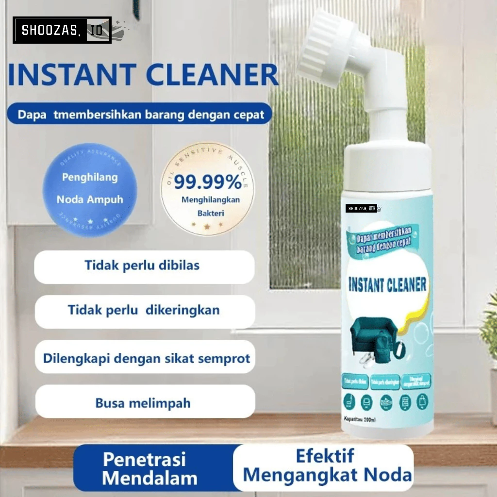 Botol pembersih sepatu instan SHOOZAS Foam Shoes Cleaner 120ml beserta busa pembersih aktif