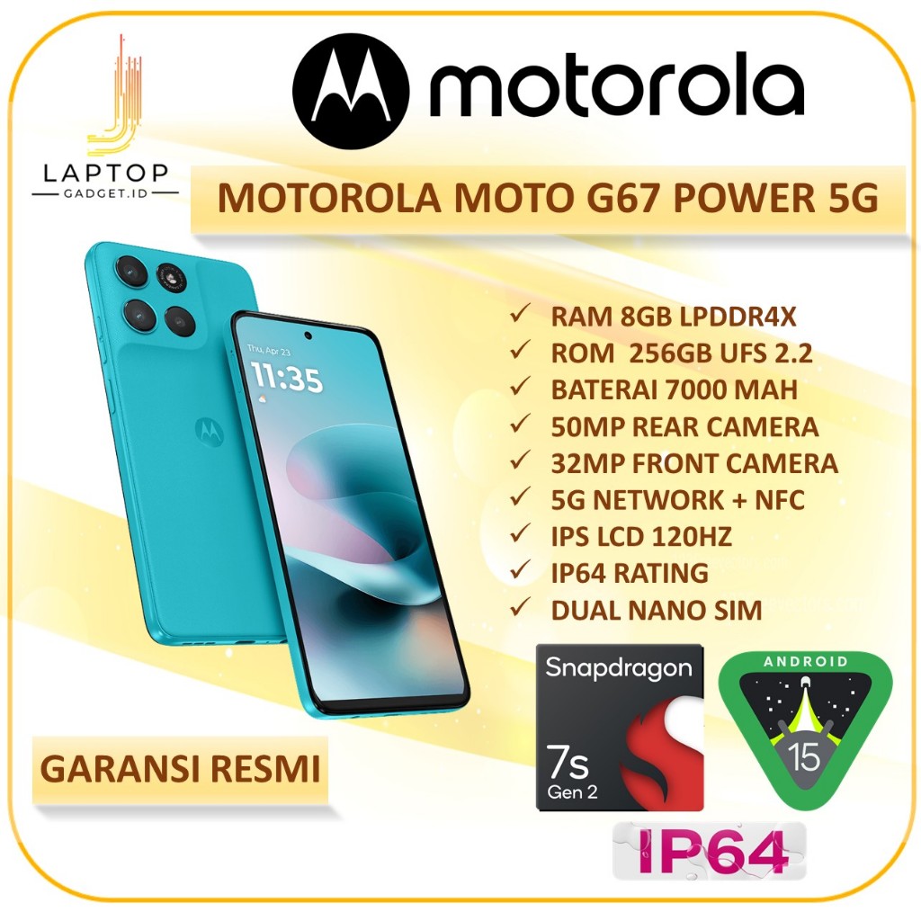 Motorola Moto G67 8/256 GB, 50MP Sony LYTIA, Display 6.78" Extreme AMOLED 120Hz, 5100mAh, 5G – PANTONE Artic Seal
