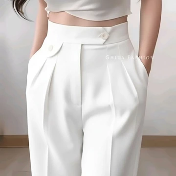 GF Celana Kulot Wanita Loose Pants Highwaist ORO PANTS Variasi Kancing Anti Kusut Bahan Jatuh