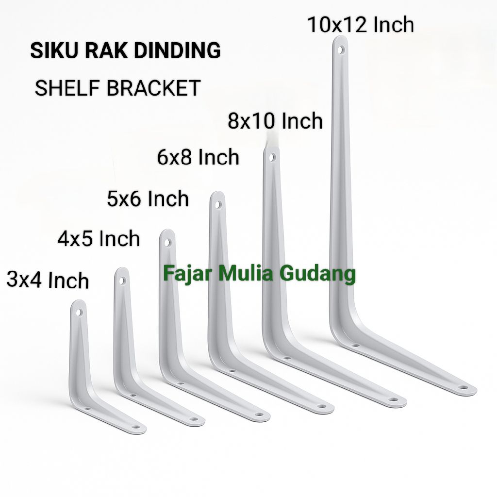 Jual Siku Rak Dinding Besi Putih 1 Kotak 24 Pcs – 3x4 4x5 5x6 6x8 8x10 ...