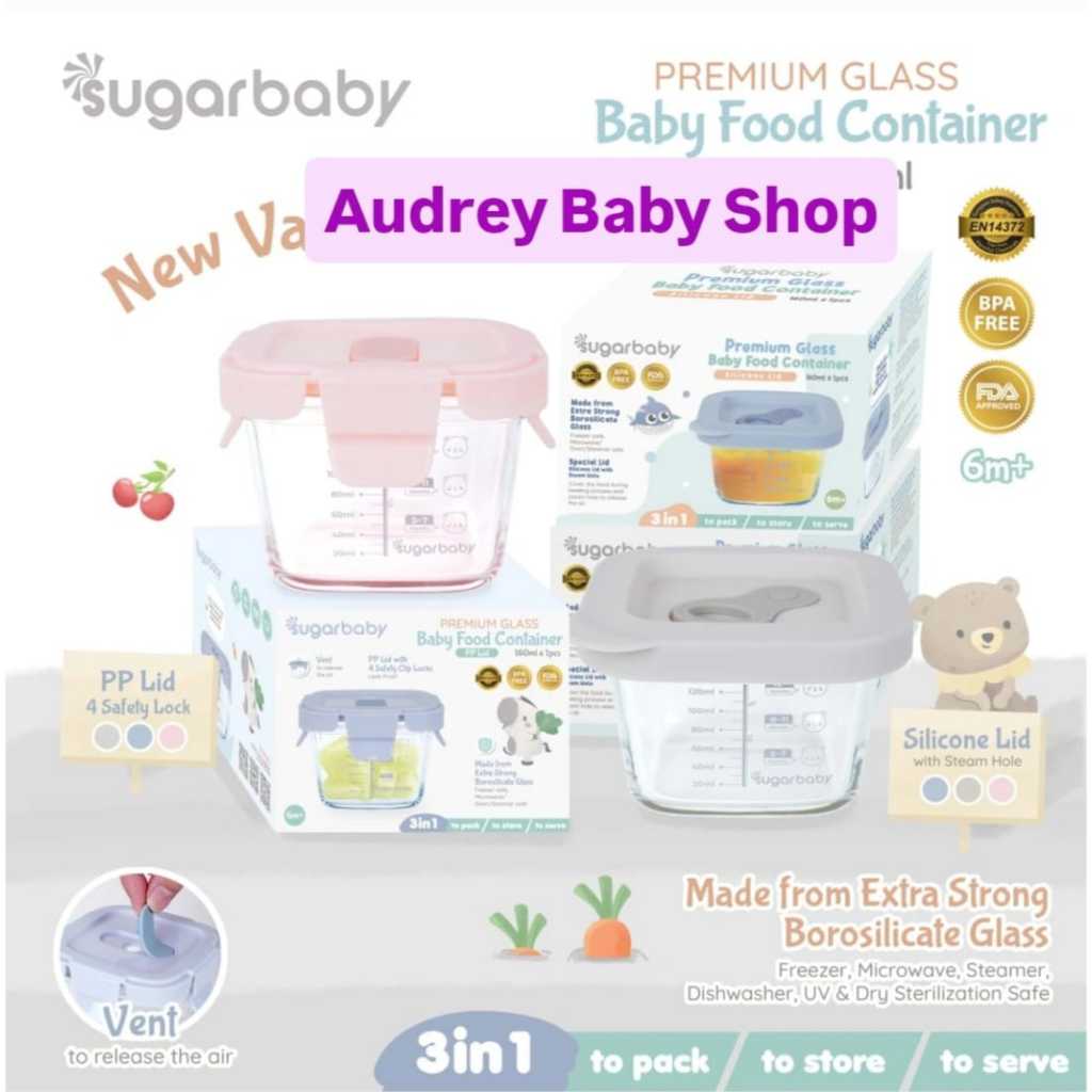Jual Sugar Baby Premium Glass Jar Baby Food Container 3 pcs BPA FREE ...