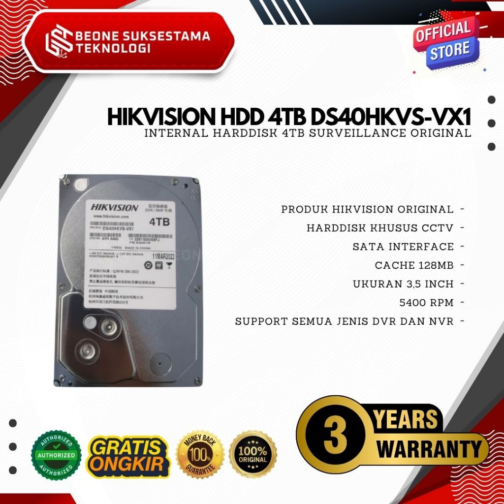 Jual HIKVISION - DS40HKVS-VX1 Internal Harddisk 4TB Surveillance ...