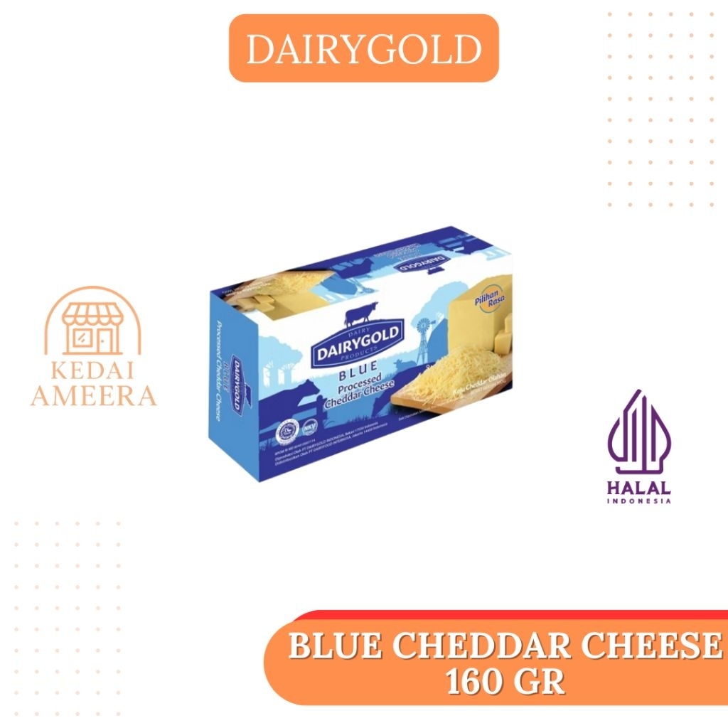 Jual Dairygold Blue Cheddar Cheese 160 Gr – Keju Cheddar Blue Premium ...