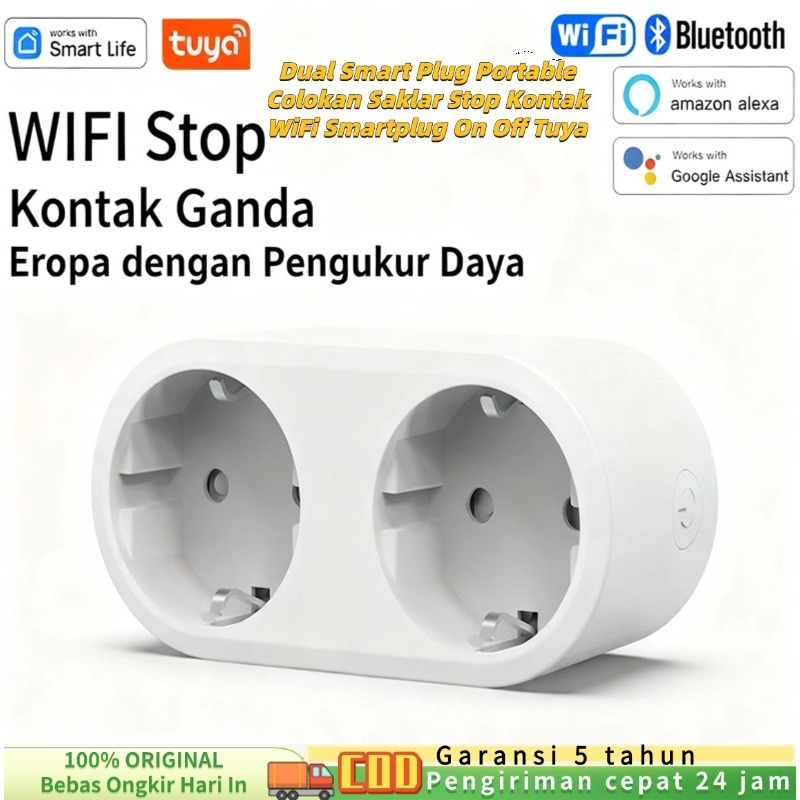 Jual Model terbaru 2026 Dual Smart Plug Portable Colokan Saklar Stop ...