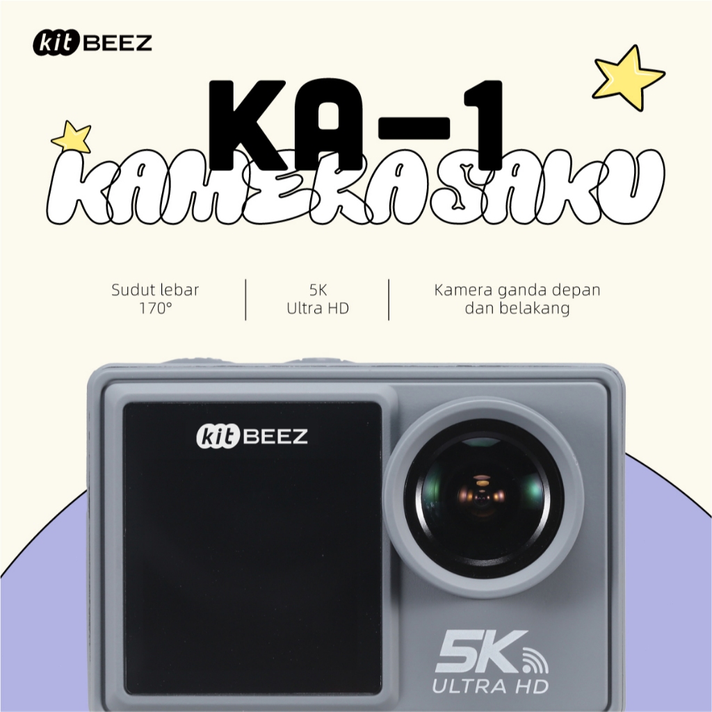 Jual KiTBEEZ KA-1 WIFI Action Camera 5K 30FPS Gopro Dual Screen 170 ...