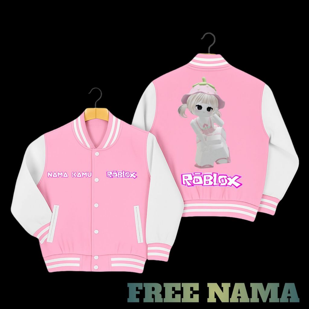Jual Jaket anak varsity roblox karakter girl cute pinky free nama ...