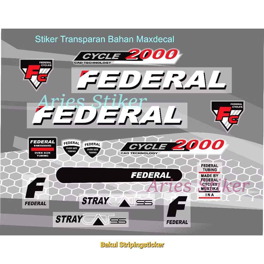 Jual Sticker sepeda FEDERAL FC 2000 STRAY CATss transparan printing ...