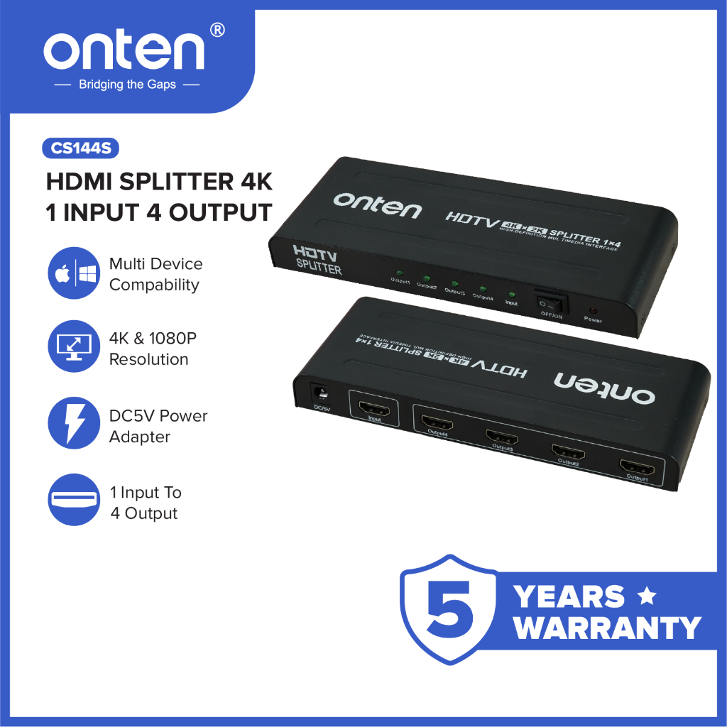 Jual Onten HDMI Splitter 4K 1080P 1 Input 4 Output Multi Device ...