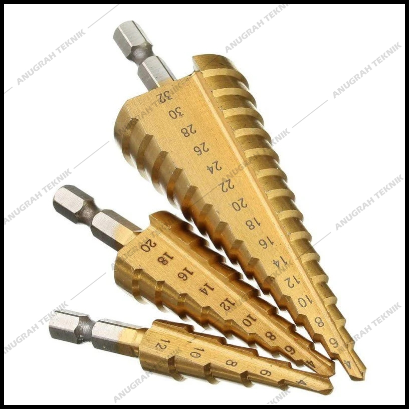 Jual Mata Bor Besi Kerucut Step Drill 4-20 LUMOS Mata Bor Pagoda Step ...