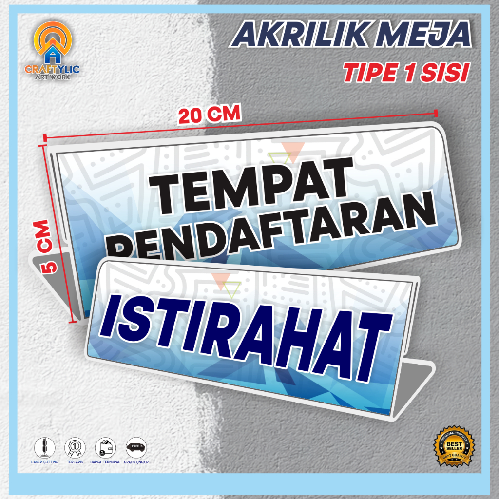 Jual Papan Nama Meja Akrilik 5x20 cm Segitiga - Name Plate Meja Kantor ...