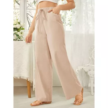 Celana Kulot Linen Premium Pinggang Full Karet Celana Kulot Highwaist Casual Terkini Ternyaman