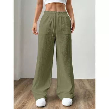 Celana Kulot Linen Premium Pinggang Full Karet Celana Kulot Highwaist Casual Terkini Ternyaman