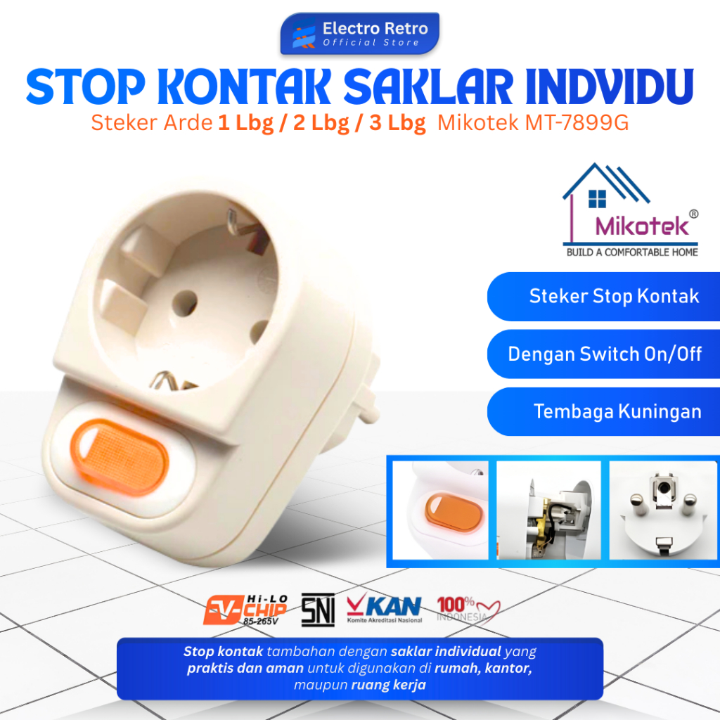 Jual Stop Kontak Arde 1 Lubang / 2 Lubang / 3 Lubang Saklar Individu ...