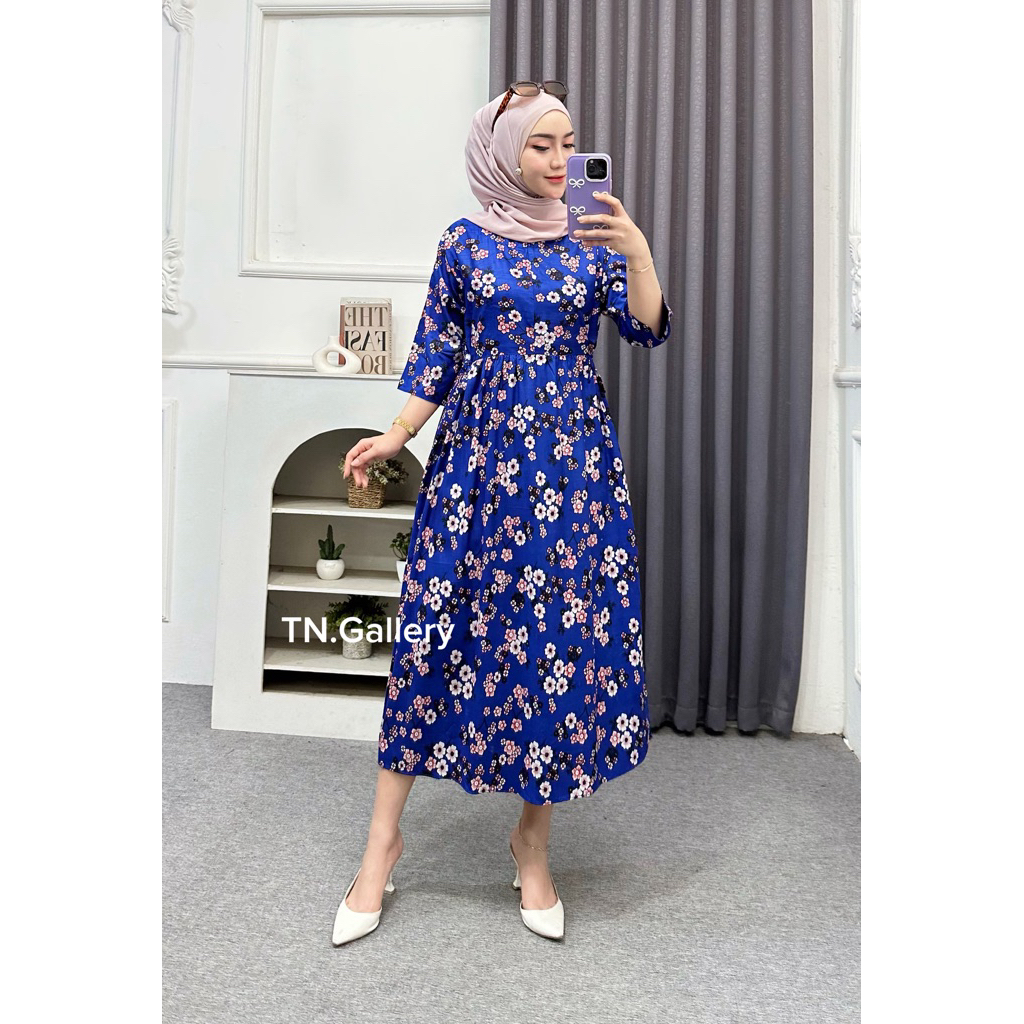 Jual Midi Dress Miranda Rayon Busui Friendly Lengan 3/4 Dress Jumbo |  Shopee Indonesia