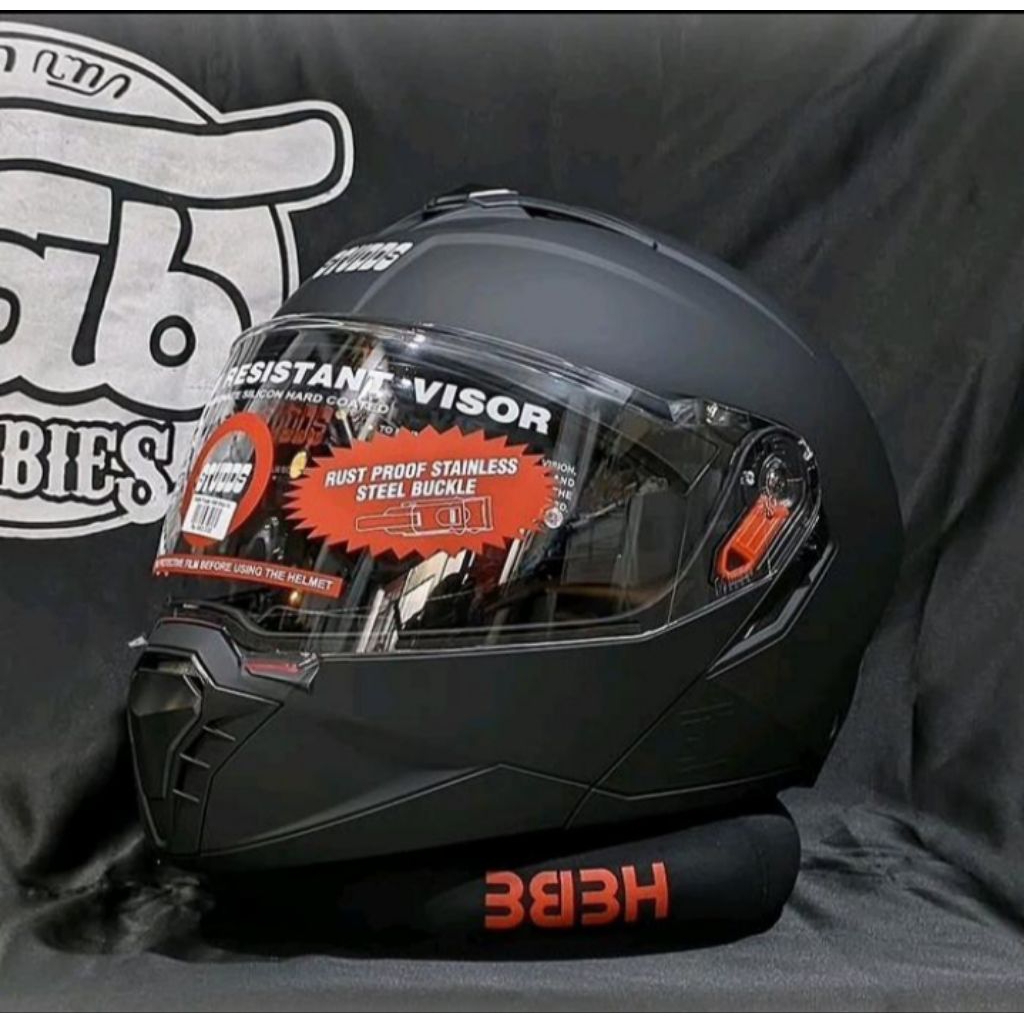 Jual HELM STUDDS TROOPER BLACK DOFF MODULAR TOURING DOUBLE VISOR SMALL ...