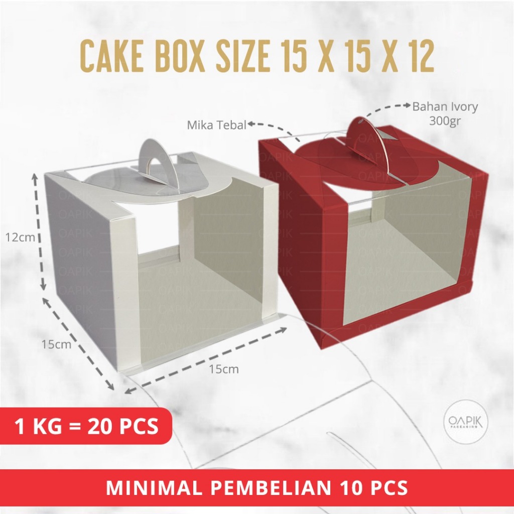 Jual Cake Box Mika 15x15x12 cm | Kotak Kue Mika Transparan Handle | Box ...