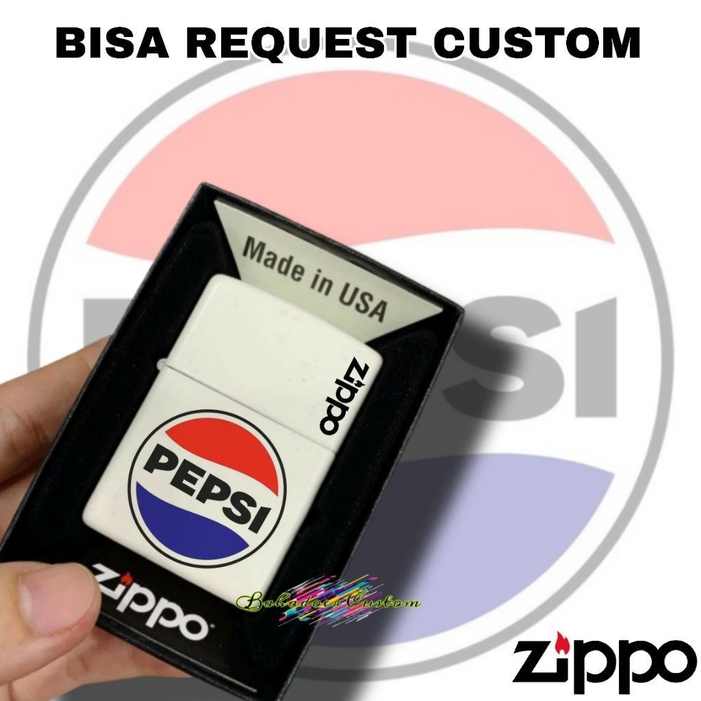 Jual ZIPPO CUSTOM ZIPPO WHITE MATTE CUSTOM PRINT UV PEPSI BISA REQUEST ...