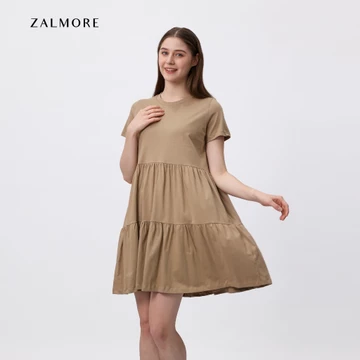 Zalmore Flowy Ruffled Mini Dress LUMA Cotton™ Premium Dress Wanita Lembut Ringan Sejuk Anti