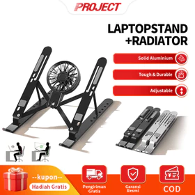 PJT Dudukan Laptop Lipat Multifungsi Cooling Kipas Laptop Portable Aluminium Adjustable Anti