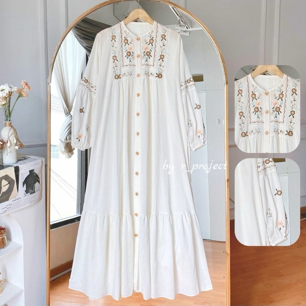 GAMIS BORDIR l SIZE LD 140 130 120 110 102 dst | GAMIS JUMBO BAHAN POLO LINEN | Kayena Dress by r_project