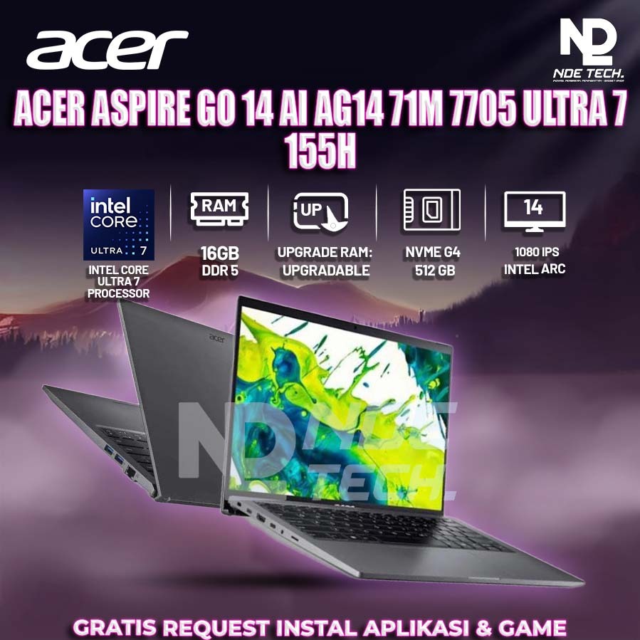 Jual Acer Aspire Go 14 AI AG14 71M 7705 ULTRA 7 155H | Shopee Indonesia