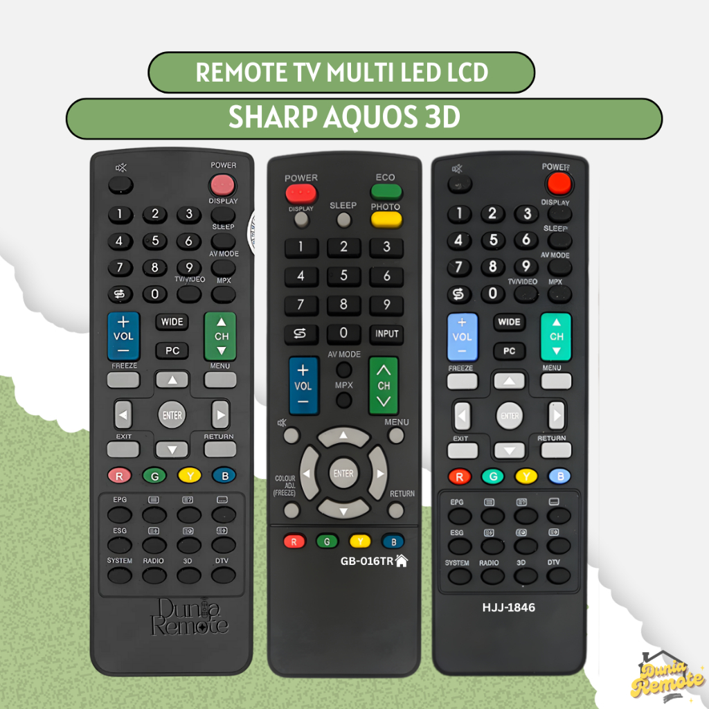 Jual Remot Remote TV Sharp AQUOS 3D LED LCD Multi 1846 gb016wjsa 1847tr ...