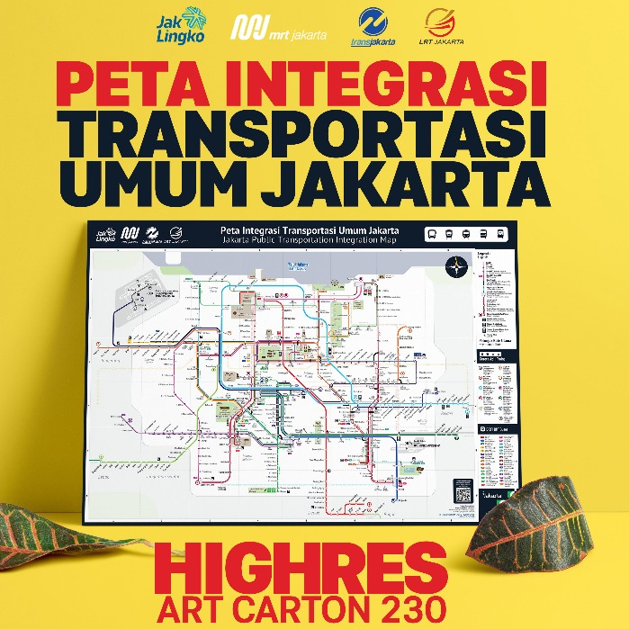 Jual Peta Transportasi Jakarta/Transjakarta/KRL/BRT Bus, Art Carton ...