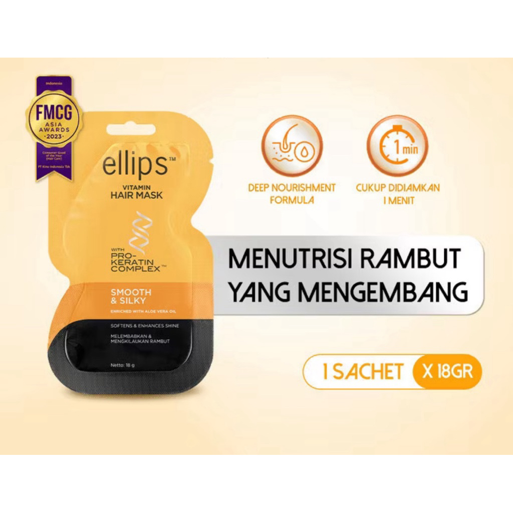 Jual ELLIPS Hair Mask Pro Keratin Smooth & Silky Sachet 18gr | Shopee ...