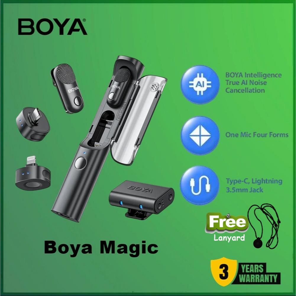 Boya Magic 02 03 05 Wireless Mini All In One Microphones AI Noise Reduction for iPhone Android PC Camera Magic-2 3 5