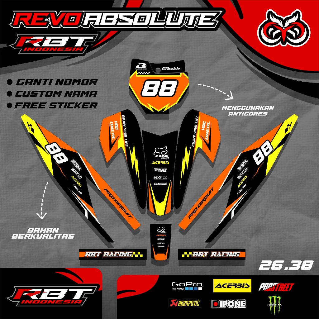 Jual Stiker Variasi RBT/GTX REVO ABSOLUTE 110 Stiker Decal Striping ...