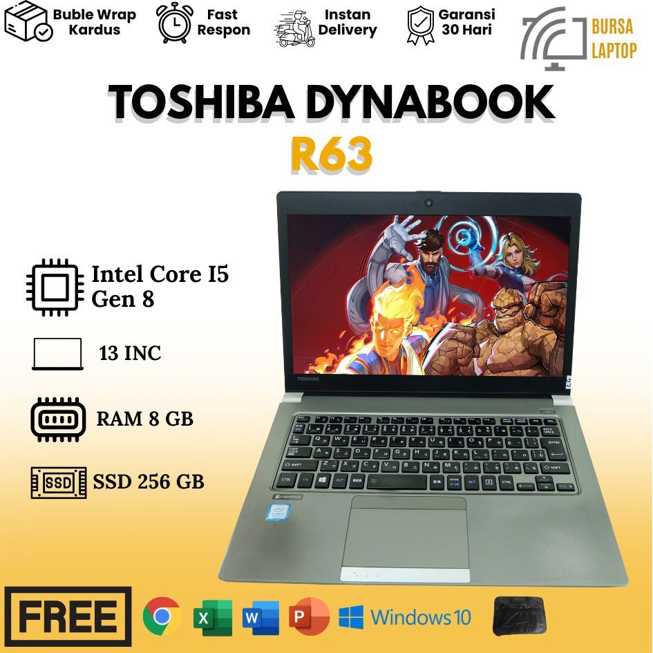 Jual Toshiba Dynabook R63 Core I5 gen 7 8 Murah Ram 8gb Ssd 256gb