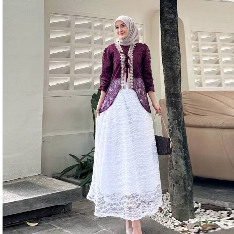 Jual Rok Tunik Wisa Outer Tille Brukat Cardigan Atasan Kondangan ...