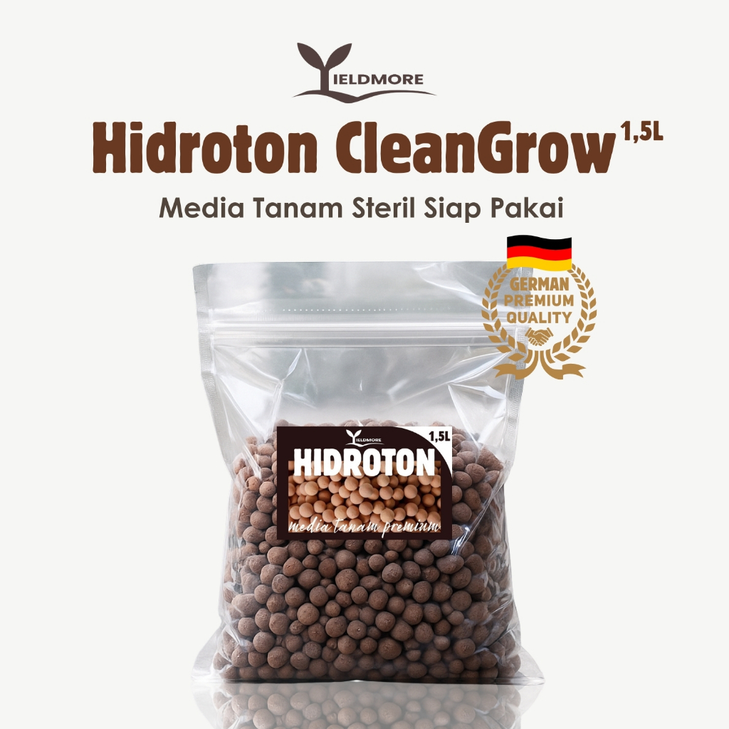 YIELDMORE - Hidroton CleanGrown 1,5 Liter Media Tanam Hidroponik Premium Steril Siap Pakai Kualitas Jerman Lebih Bersih & Stabil