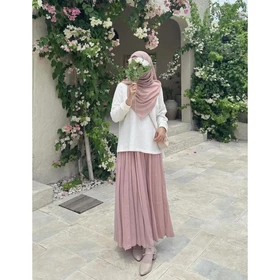 Aretha Pleated Skirt Rok Plisket Premium Tebal Rok Plisket Premium Jumbo Clara Basic Color