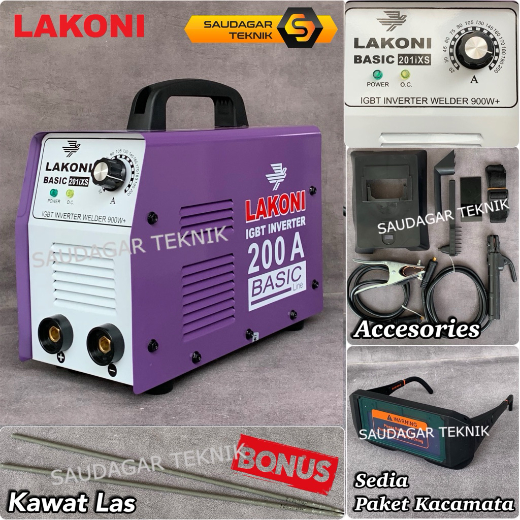 Jual Mesin Las Lakoni Basic 201ixs 900 watt 200A Inverter Trafo Las ...