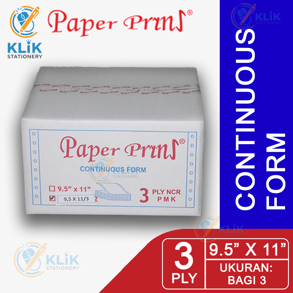 Jual KERTAS CONTINUOUS FORM 9.5 X 11 3 PLY PAPER PRINT BAGI 3 K3 PRS ...