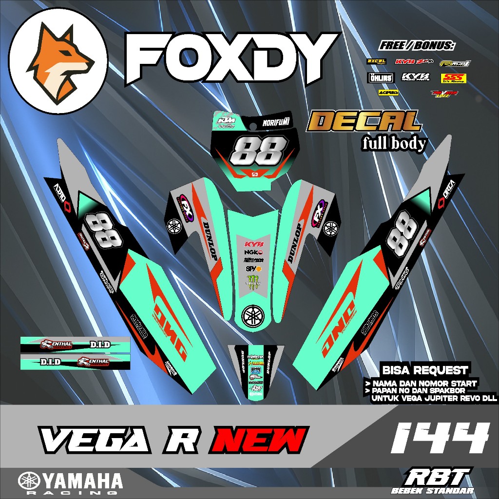 Jual FOXDY Stiker DECAL MOTOR VEGA R NEW FULL BODY SUPERMOTO RBT NEW ...